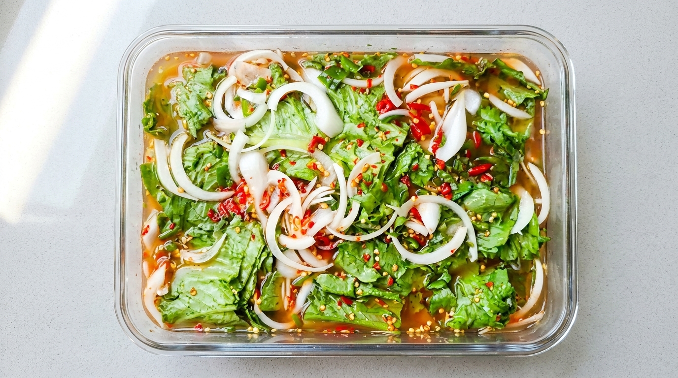 Kimchi à l'eau de laitue rafraîchissant (Sangchu Mul-Kimchi)
