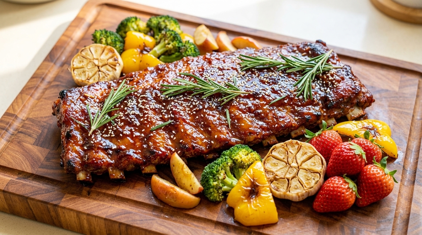 Travers de porc rôtis au miel et à la pomme (Air Fryer)