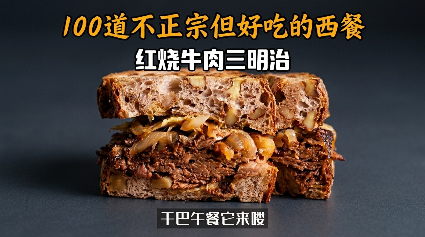 Un généreux sandwich au bœuf braisé à la chinoise garni doignons caramélisés fondants et de fromage fondu.