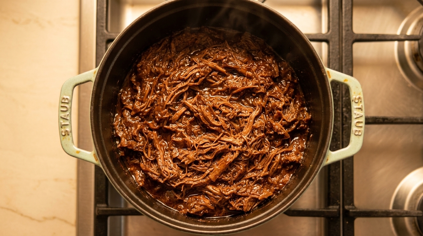 Effiloché de bœuf au barbecue fondant