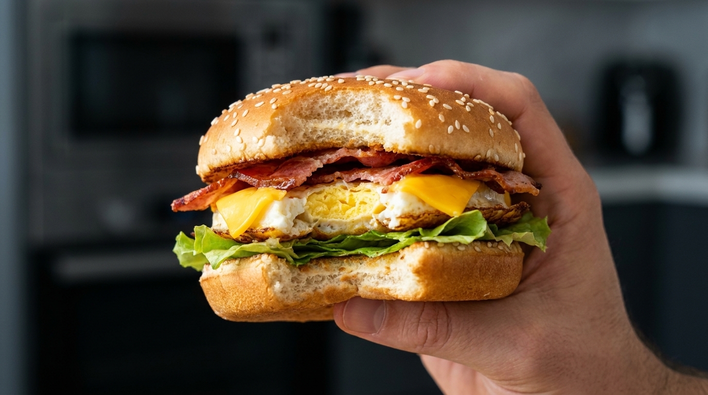 Burger Déjeuner Maison au Bacon et à l'Œuf