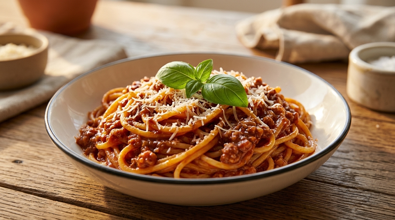 Spaghetti Gourmands à la Sauce Tomate et Viande
