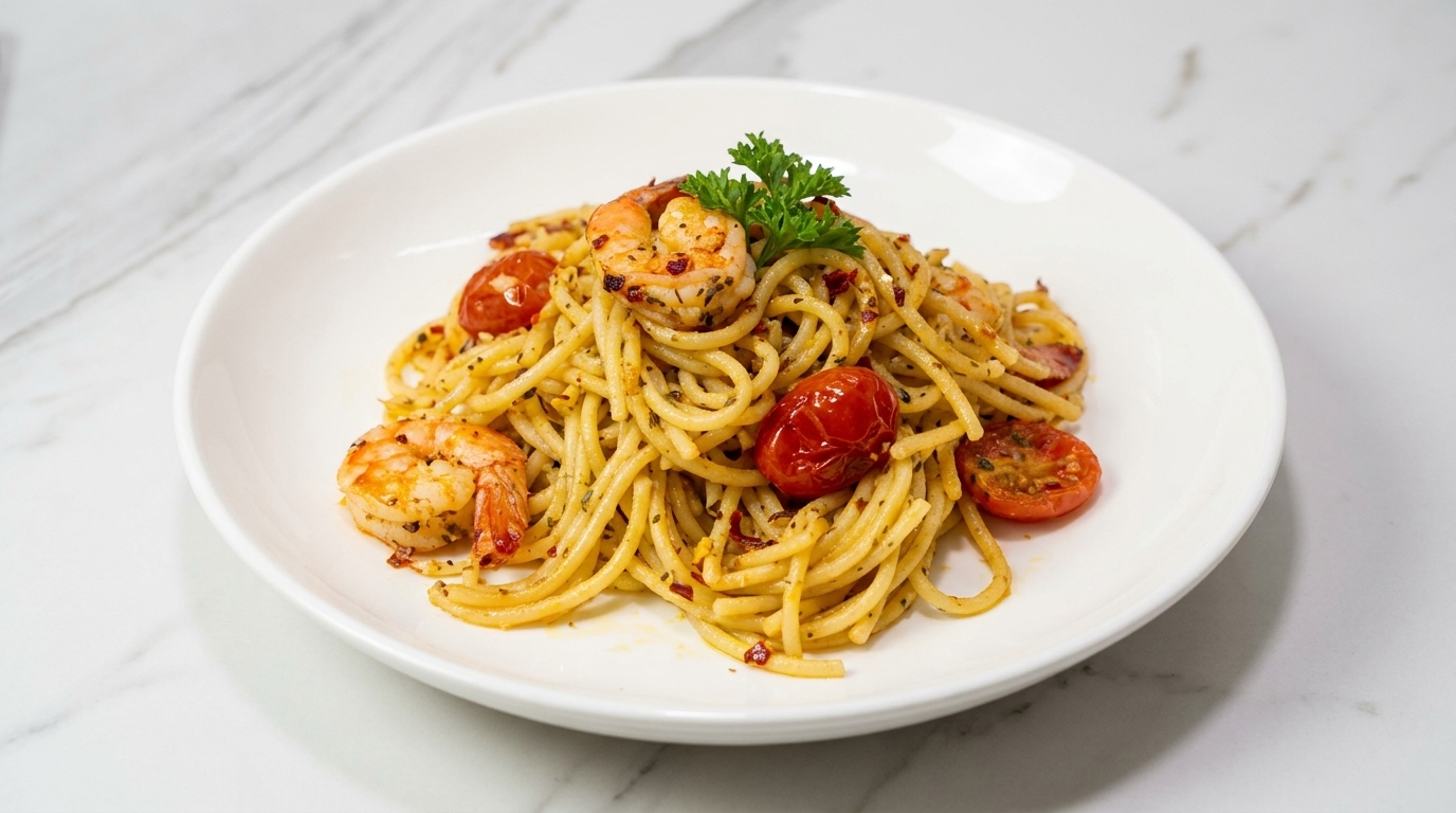 Spaghetti Aglio e Olio aux Crevettes : La Recette Express en 15 Minutes