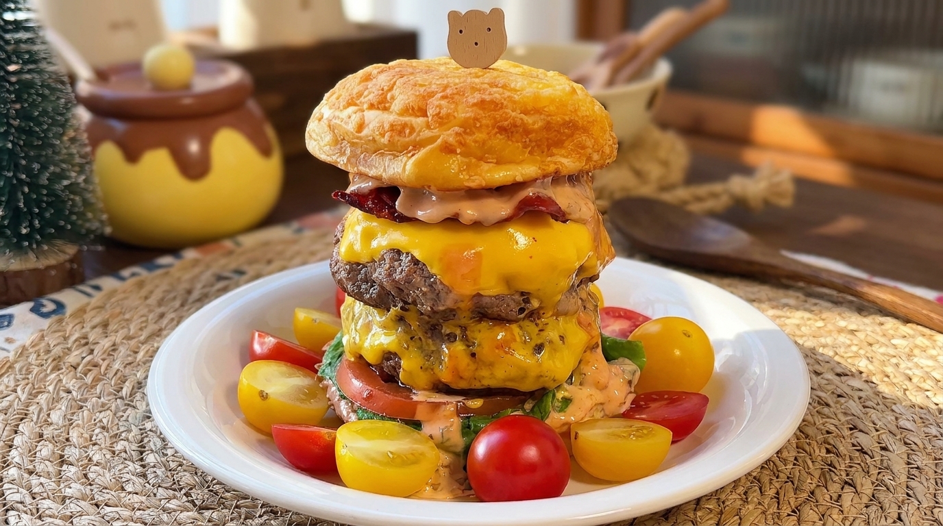 Double Cheeseburger de Bœuf Fourré au Fromage