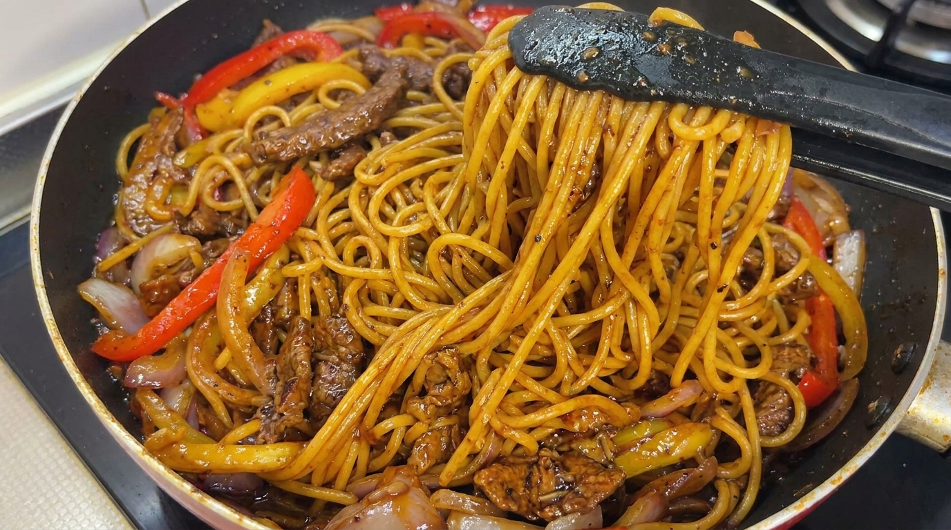 Spaghetti au Bœuf et Poivre Noir à l'Asiatique