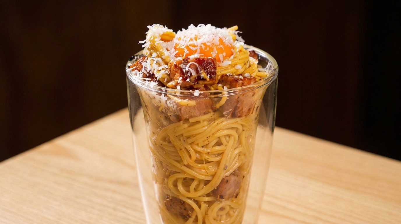 Pâtes au Parmesan en Verre (Carbonara de Verre)