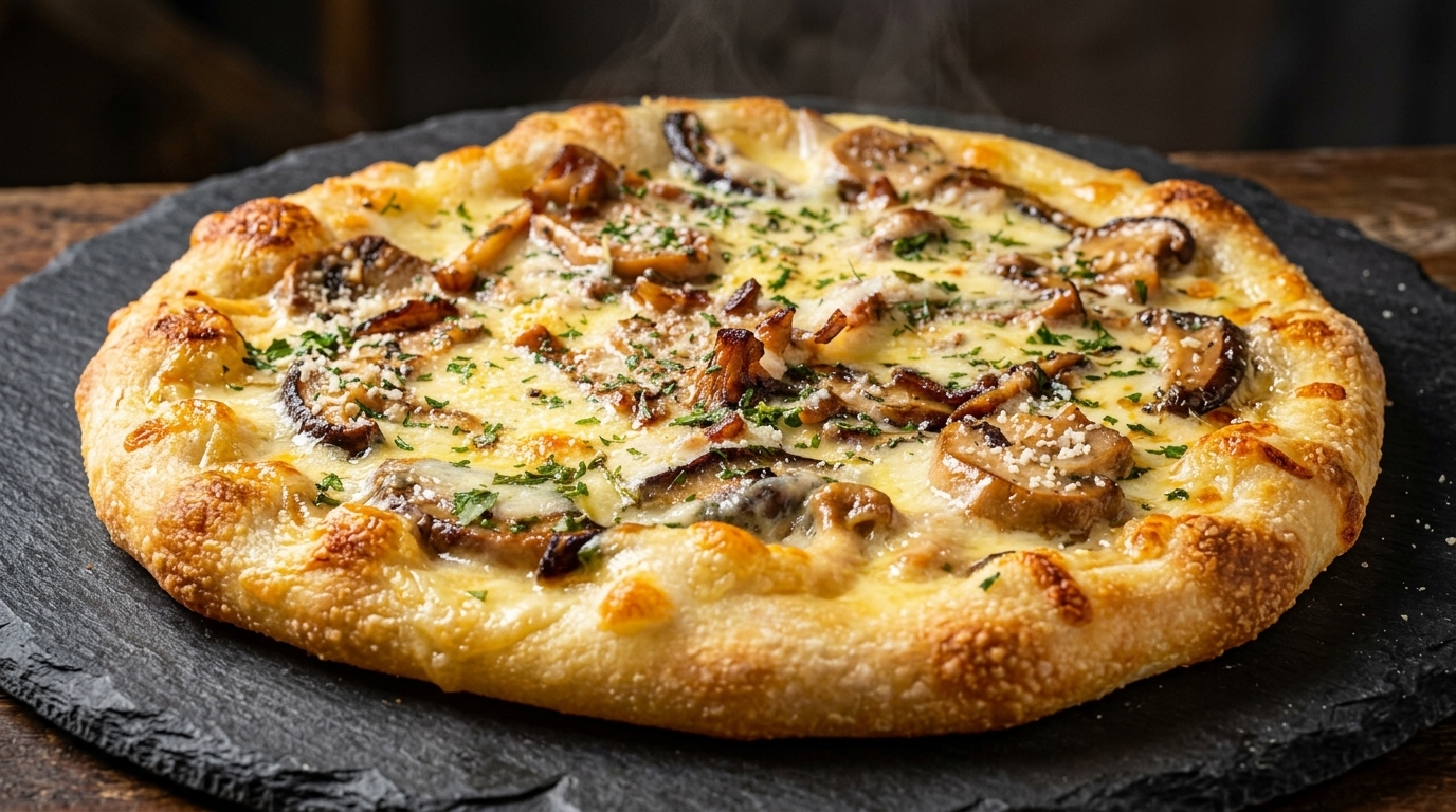 Pizza Blanche aux Champignons et à l'Ail (Pizza Bianca)
