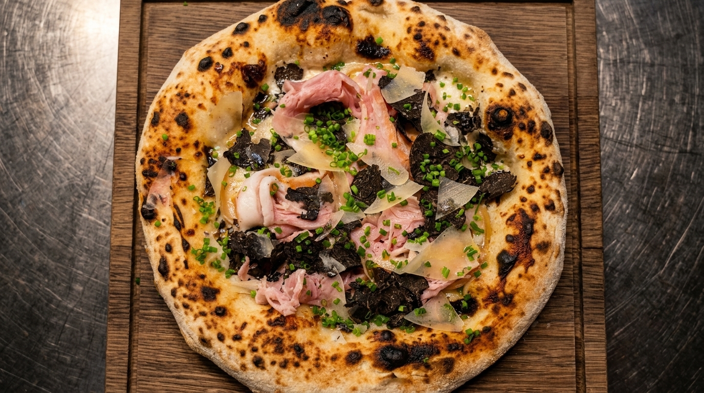 Pizza Blanche à la Béchamel de Truffe Noire comme au Restaurant