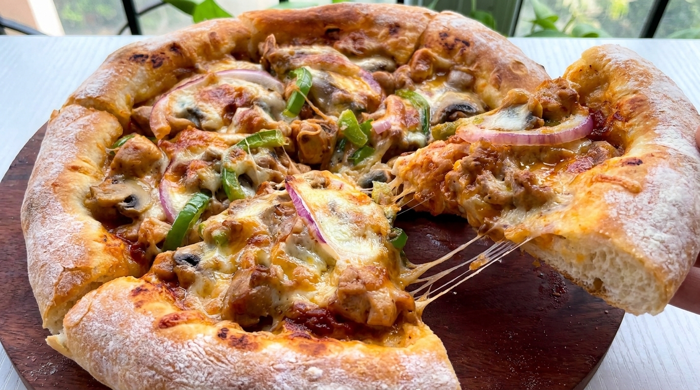 Pizza Maison au Poulet Orléans et aux Champignons