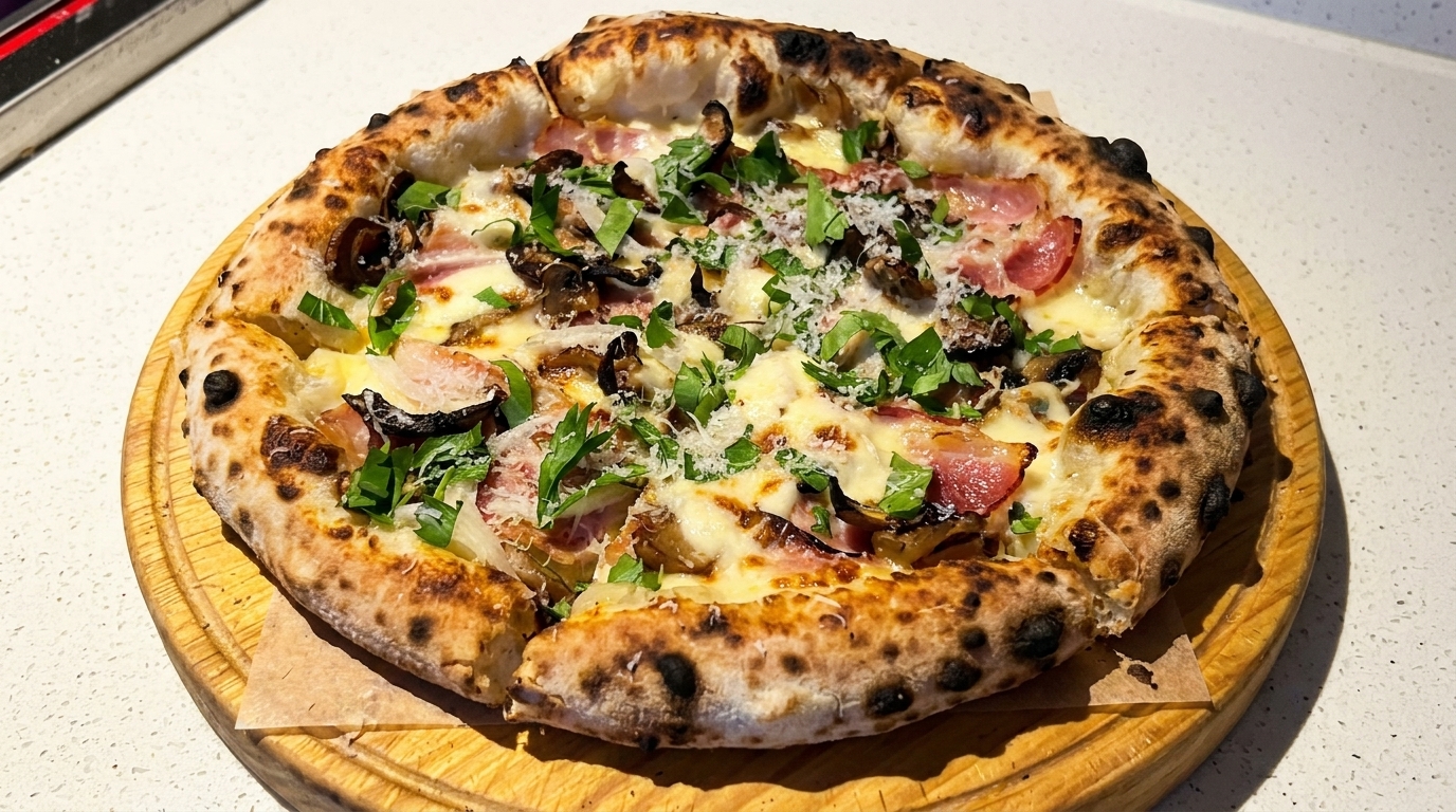 Pizza Artisanale Carbonara aux Champignons