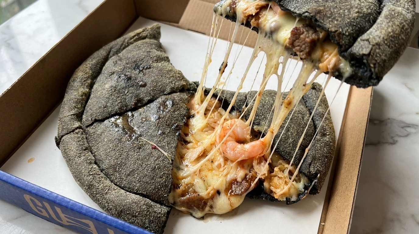 Calzone Noir à l'Encre de Seiche : Terre et Mer