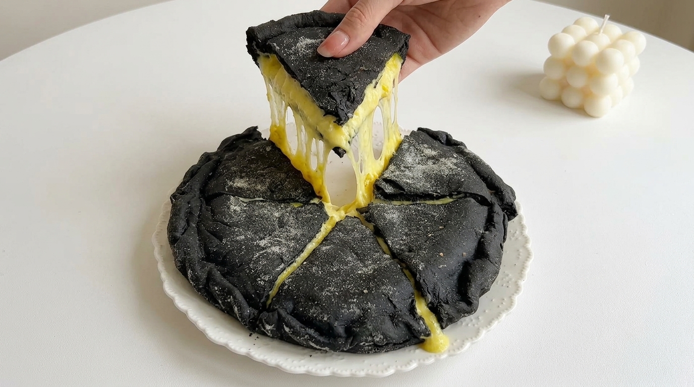 Pizza Farcie au Durian « Black Gold » au Charbon Végétal