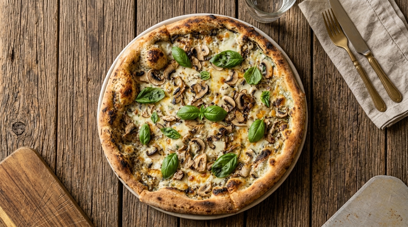 Pizza à la Truffe Noire et aux Champignons, Béchamel Maison
