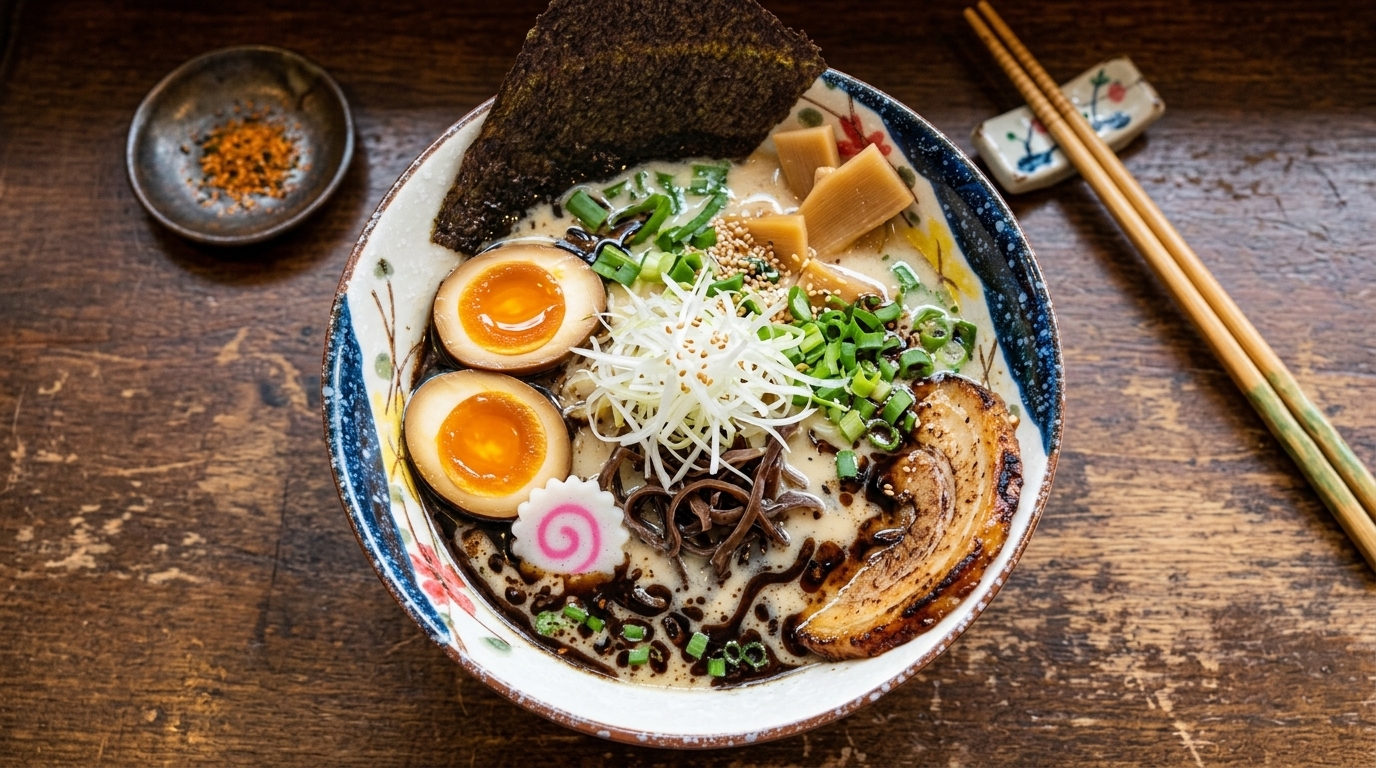 Ramen Tonkotsu à l'huile d'ail noir (Mayu Ramen)