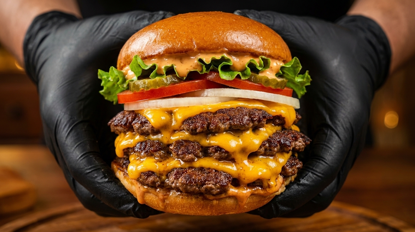 Triple Smash Cheeseburger Américain Maison