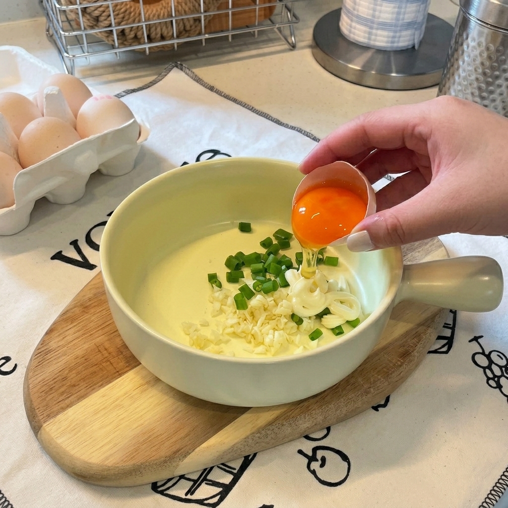 Une main tenant une coquille dœuf et laissant tomber un jaune dœuf orangé dans le bol de préparation.