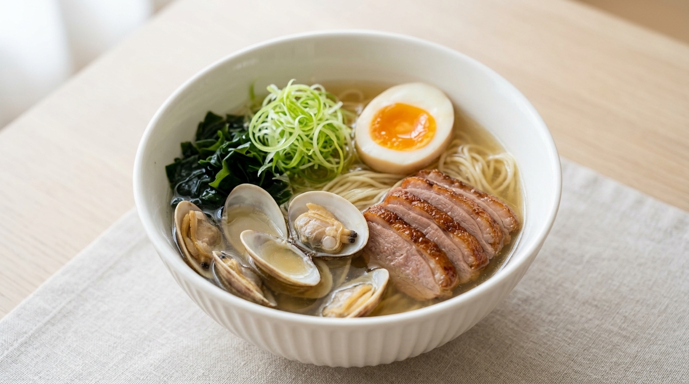 Ramen Shio Maison aux Palourdes et Canard Saisi