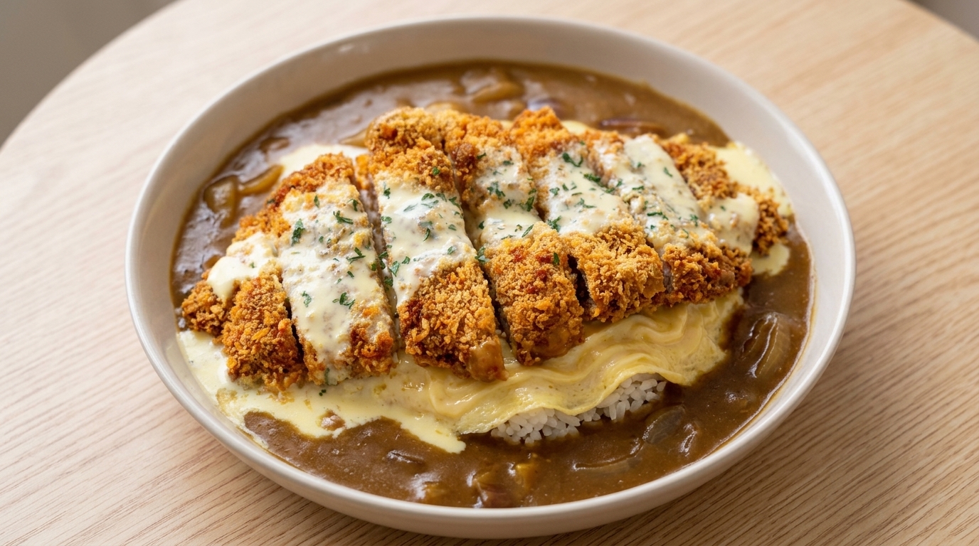 Porc Katsu Curry Japonais, Omurice et Sauce au Fromage et Coco