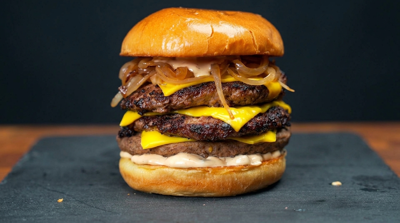 L'Ultime Double Cheeseburger aux Oignons Caramélisés