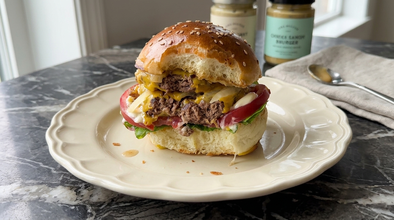 Double Cheeseburger Maison et Pains Moelleux au Sésame