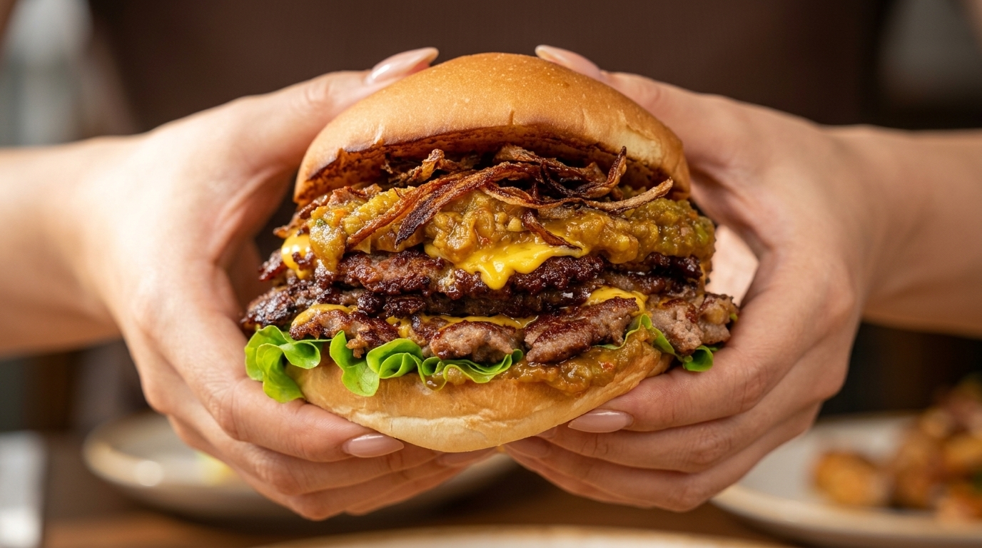 L'Ultime Triple Smash Burger au Relish de Piment Rôti