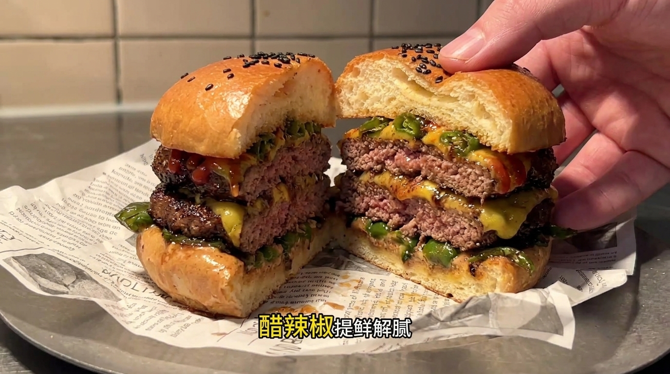 Double Cheeseburger au Chili et Vinaigre Façon Sichuan