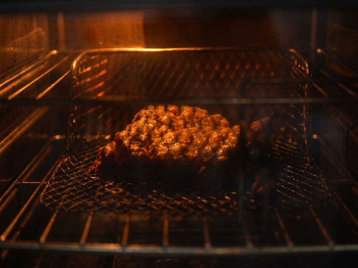 Poulet frit doré reposant sur une planche en bois.