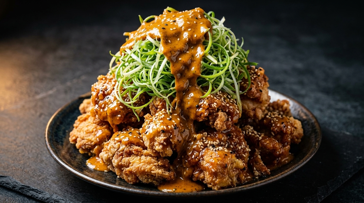 Poulet Frit Croustillant aux Ciboules et Sauce Spéciale