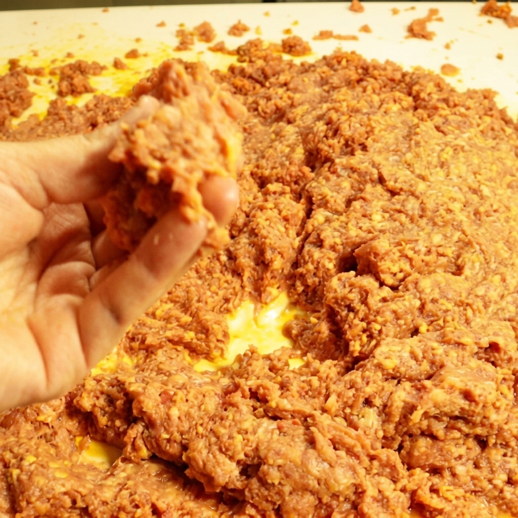 Un sandwich sloppy joe garni de fromage fondant et de tranches de cornichons.