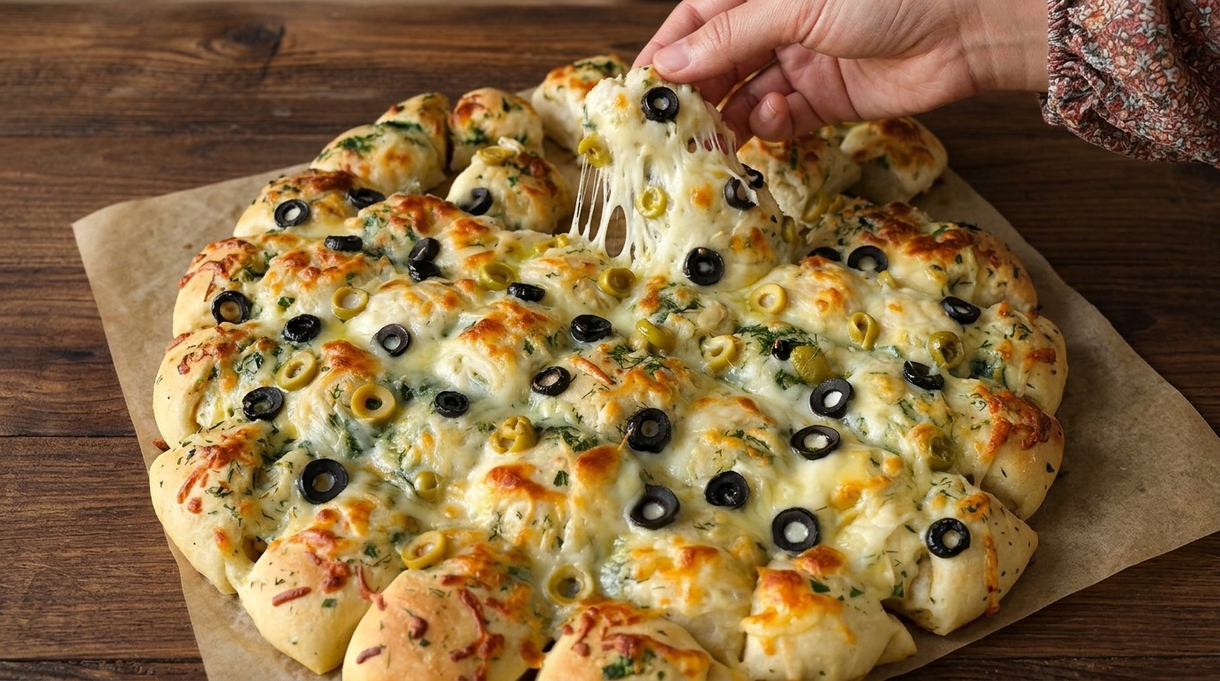 Pizza maison à l'ail et au fromage à partager