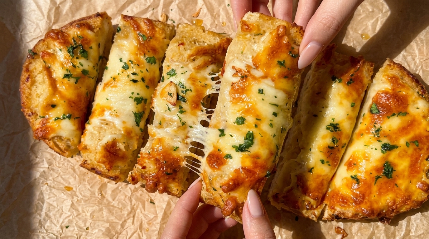 Pain à l'ail rôti au fromage et au miel