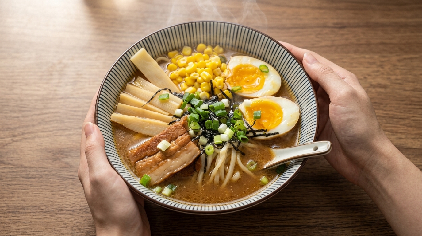 Ramen au miso authentique au porc chashu et œuf mollet