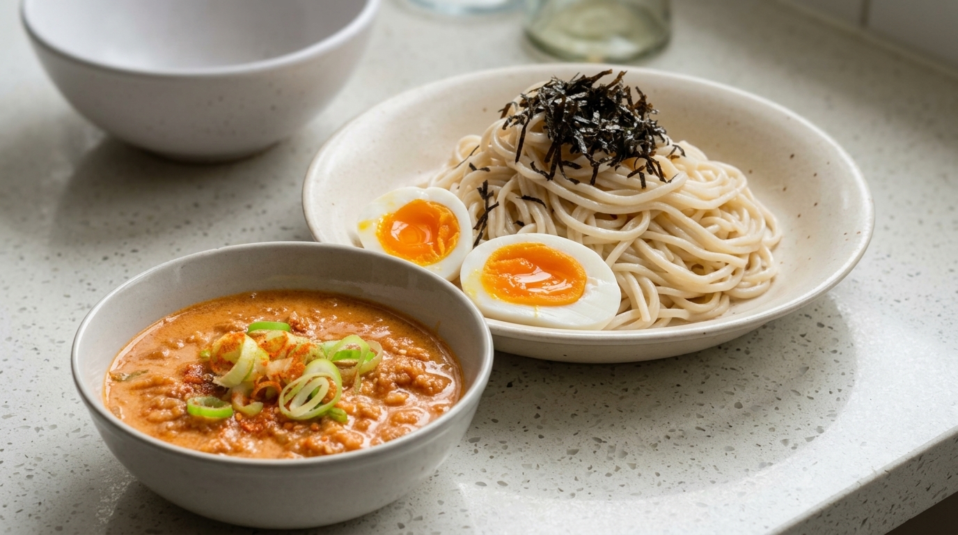 Tsukemen Japonais au Lait de Soja et Miso Épicé
