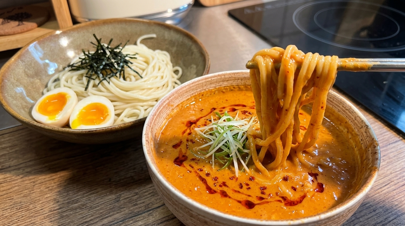 Tsukemen : Nouilles japonaises à tremper au miso et lait de soja