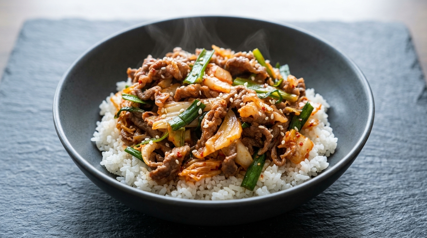 Bol de bœuf au kimchi en 10 minutes (Kimchi Gyu-don)