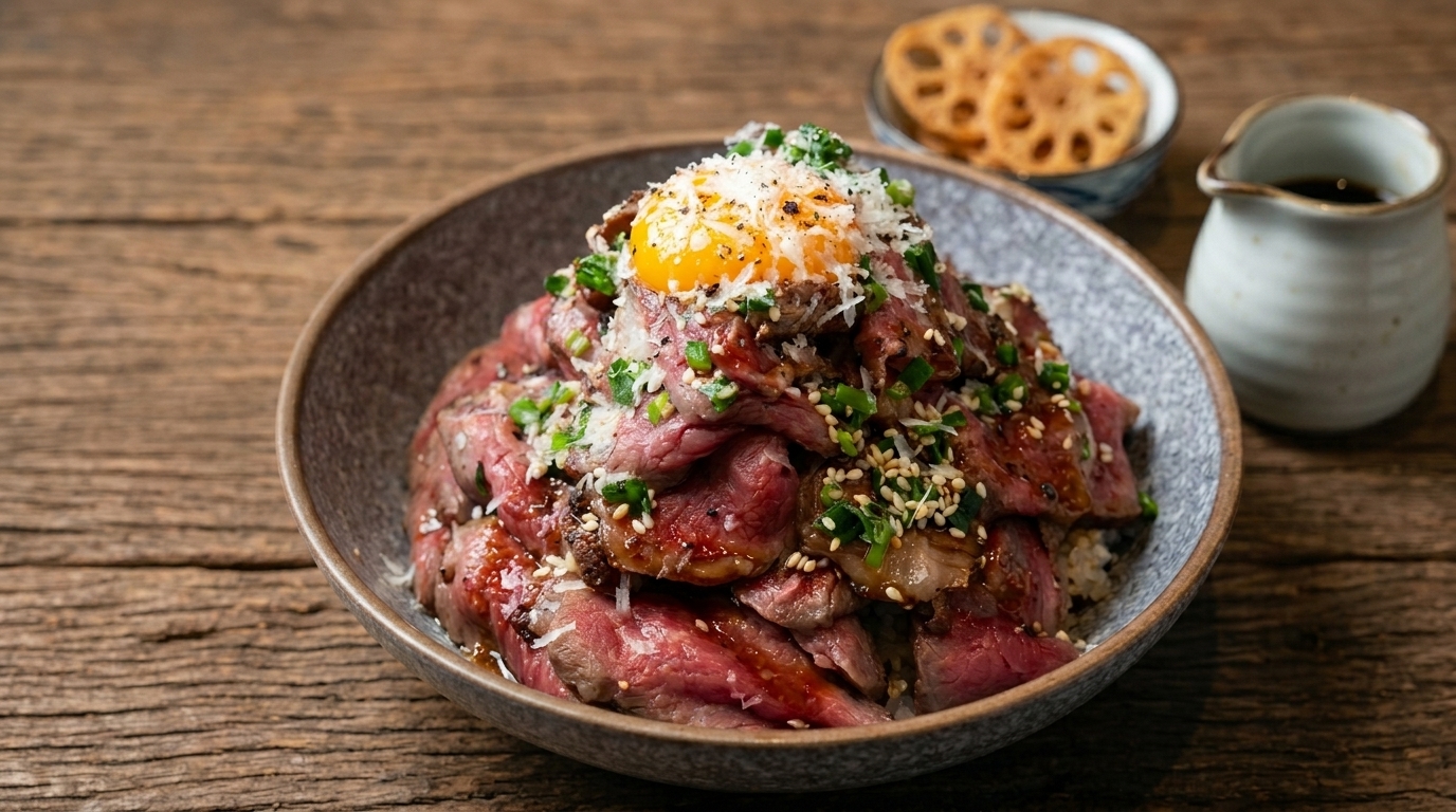 Donburi de Bœuf Maturé d'Exception (Bol de Riz au Steak Japonais)