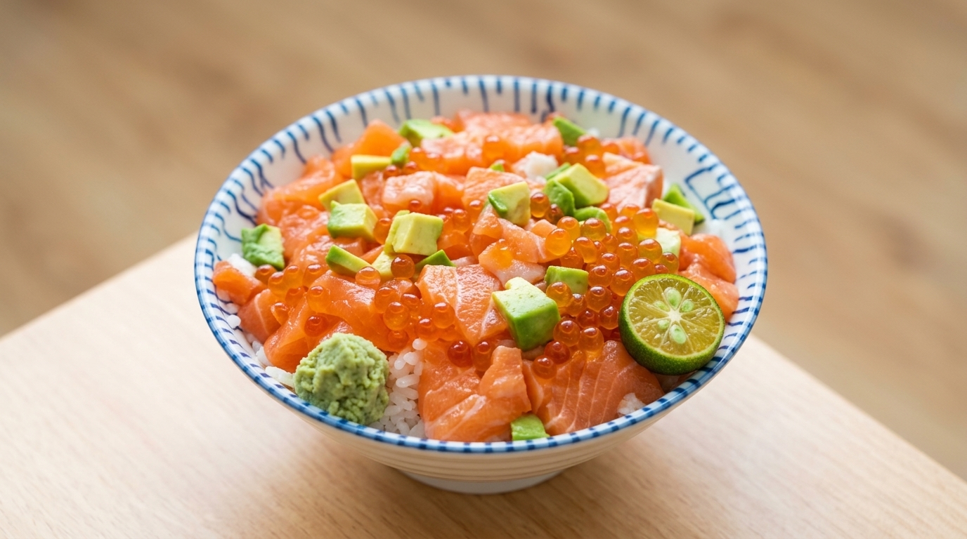 Salmon Oyakodon (Bol de riz au saumon et œufs de saumon)
