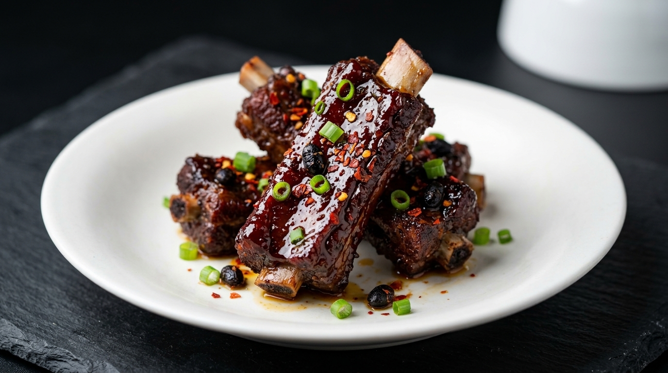 Travers de Porc Fumés à la Vapeur et Haricots Noirs (Xiang Cai La Pai Gu)