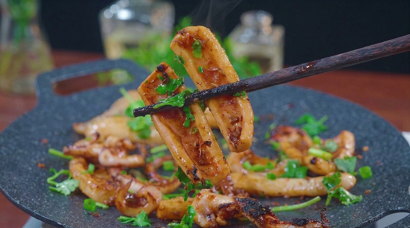 Calamars Grillés Façon Barbecue Asiatique et Cumin
