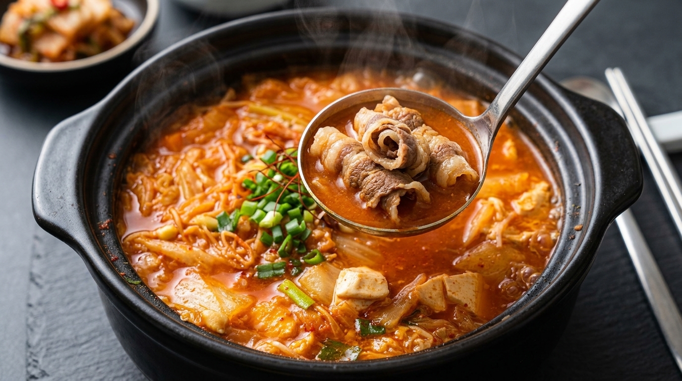 Kimchi Jjigae Authentique : Soupe Coréenne au Bœuf et Tofu