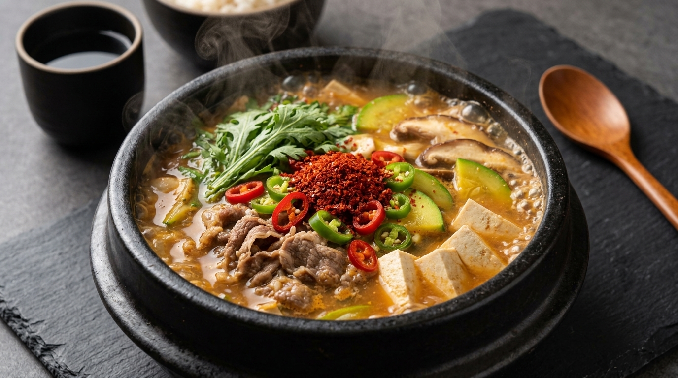 Ragoût Coréen Authentique à la Pâte de Soja et au Bœuf (Doenjang Jjigae)