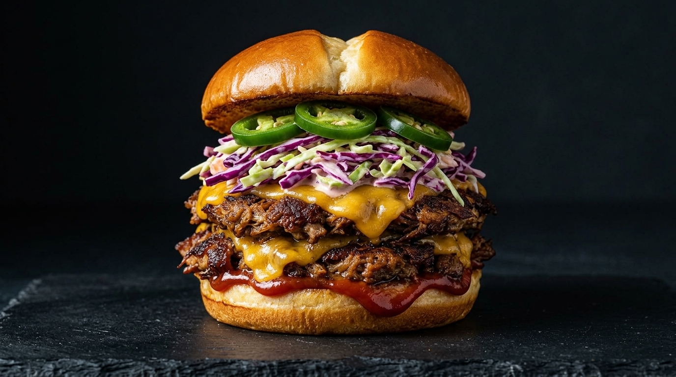 Smash Burger de Porc Effiloché Fumé et sa Salade de Chou