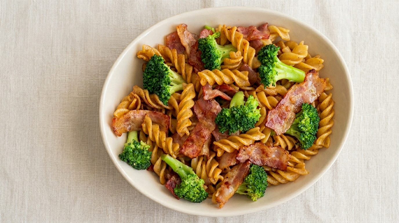 Pâtes aux Lardons, Brocoli et Truffe Noire