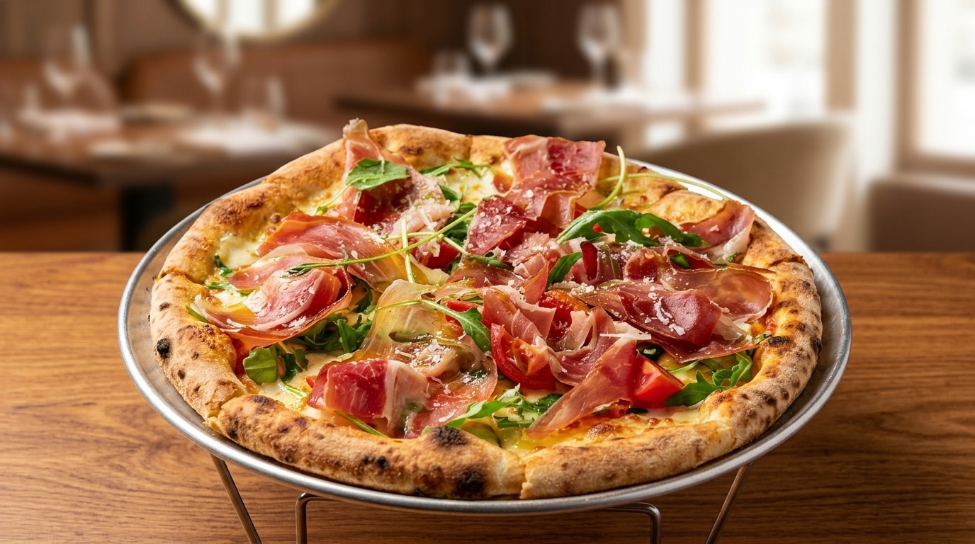 Pizza classique italienne au jambon de Parme et à la roquette