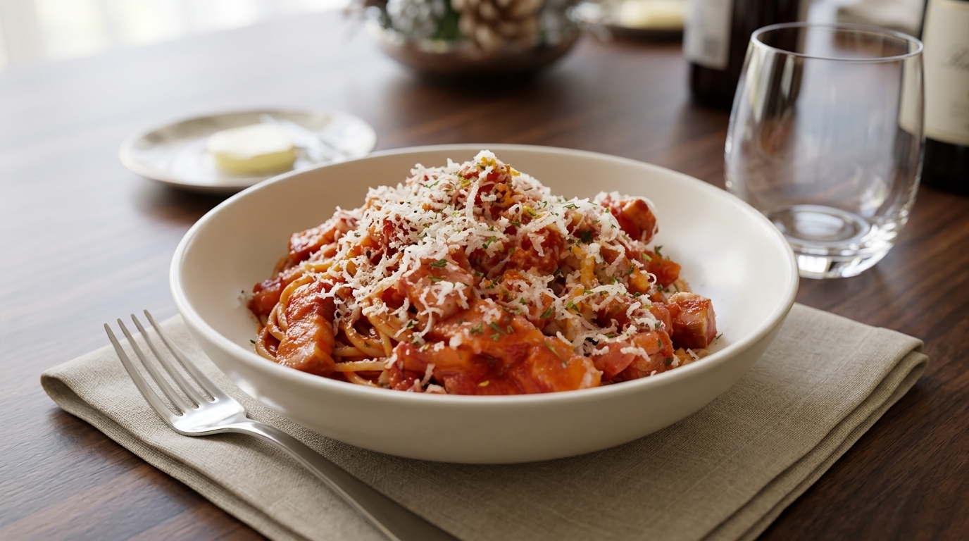 Spaghetti all'Amatriciana authentiques
