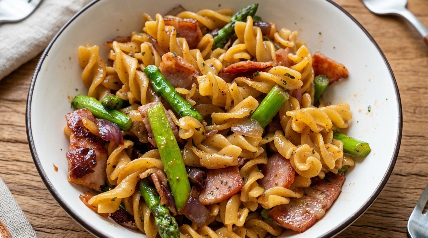 Fusilli au Bacon et aux Asperges