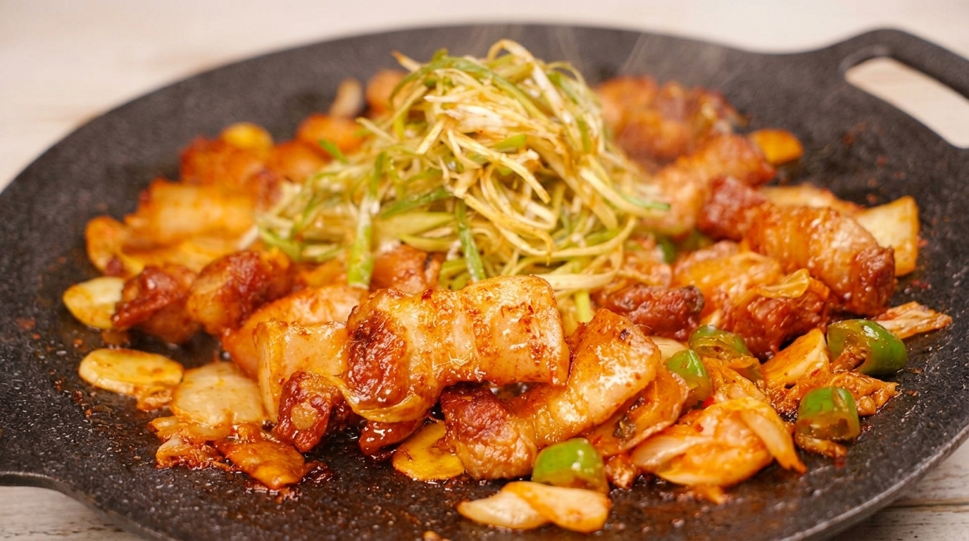 Poêlée de poitrine de porc au kimchi (Samgyeopsal-bokkeum)