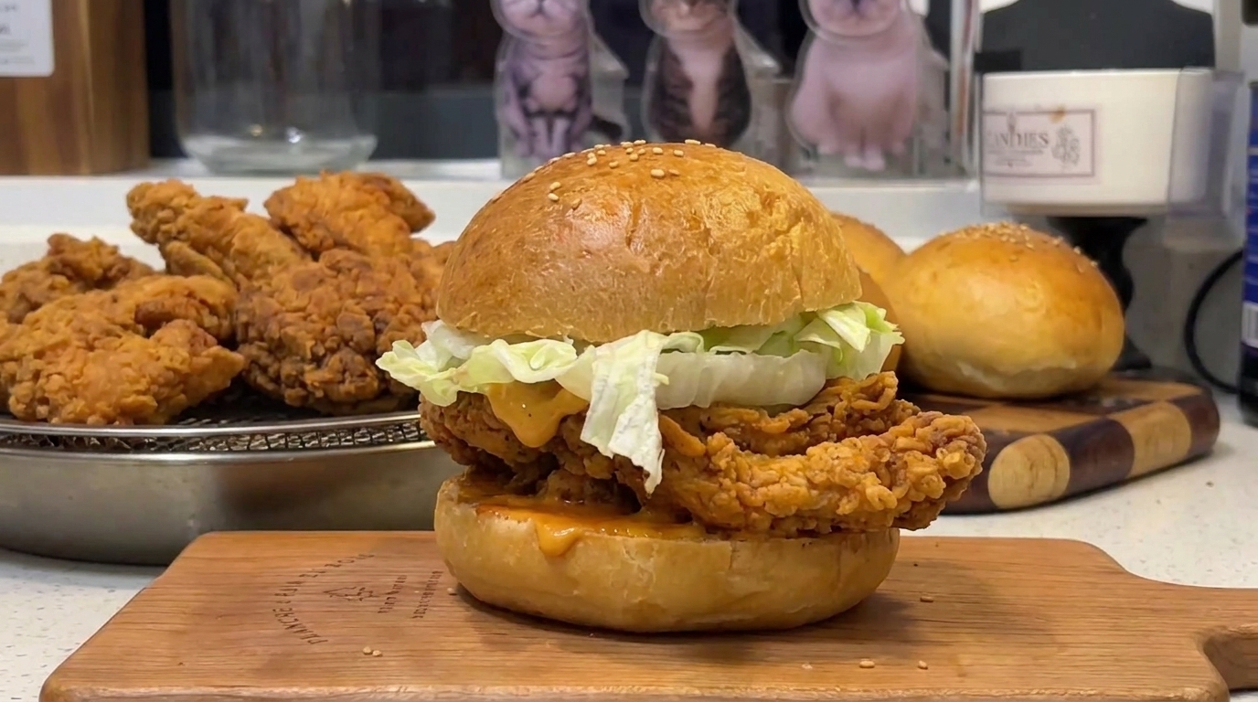 Burger au poulet croustillant et épicé maison