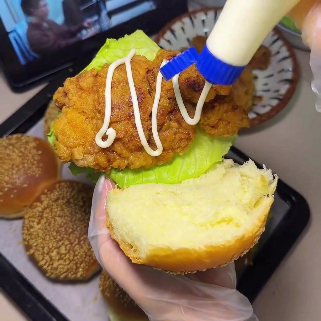 Un bol en verre contenant des hauts de cuisse de poulet crus assaisonnés avec du gingembre frais, de lail et des tiges doignon vert.