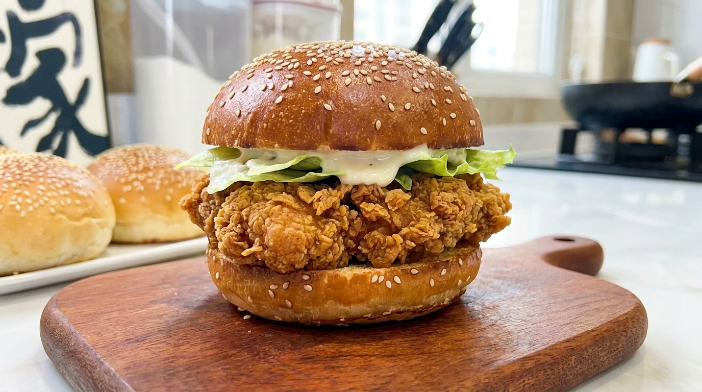 Burger au Poulet Épicé Maison